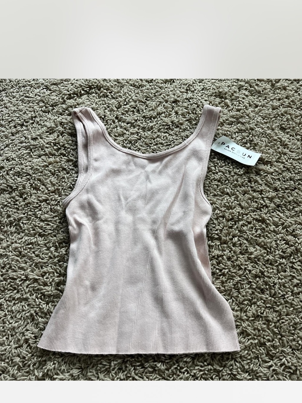 Brandy Melville Pink Ribbed Scoop Crop Tank NWT - Picture 3 of 3